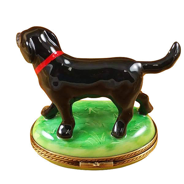 Standing Black Labrador Limoges Porcelain Box