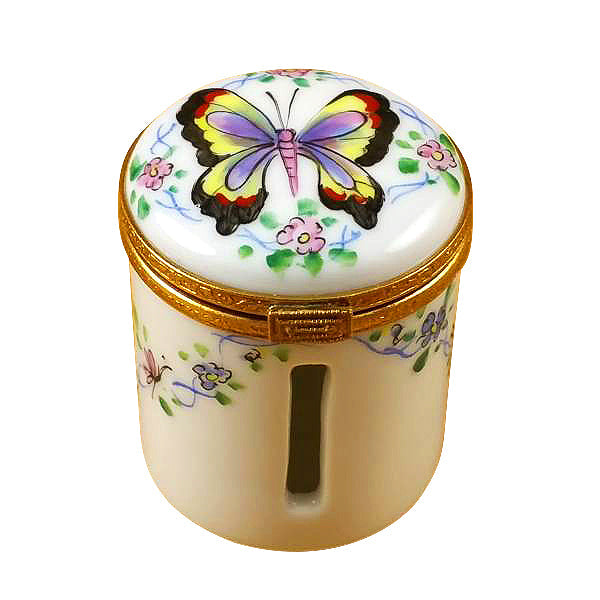 Butterfly Stamp Holder Limoges Porcelain Box