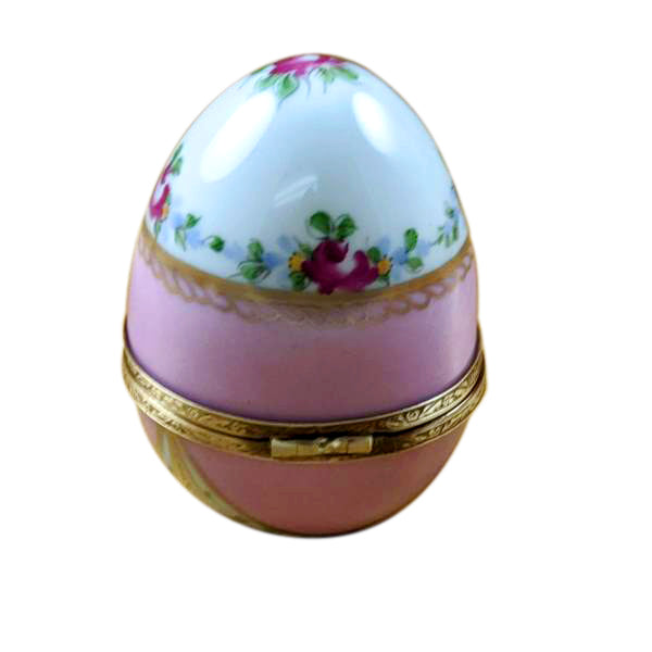 Pink Egg with Flowers Limoges Porcelain Box