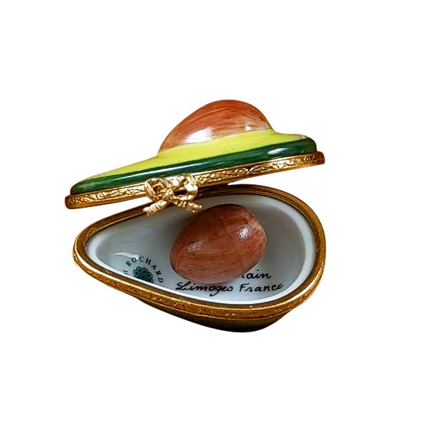 Avocado Half with Removable Pit Limoges Porcelain Box