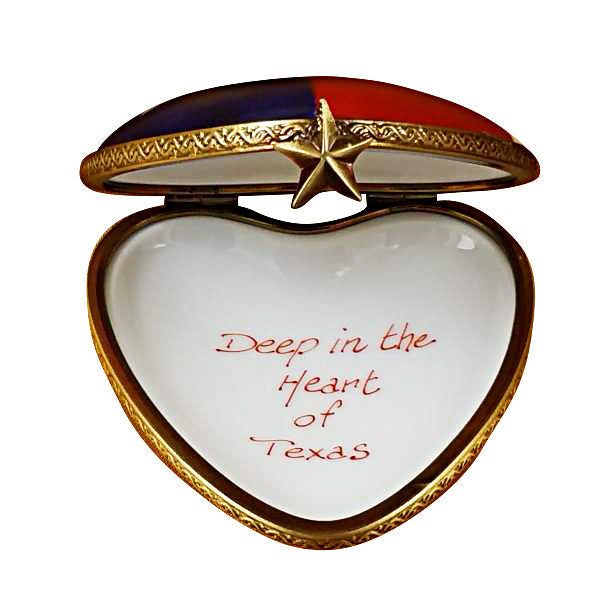 Heart Texas Flag Limoges Porcelain Box