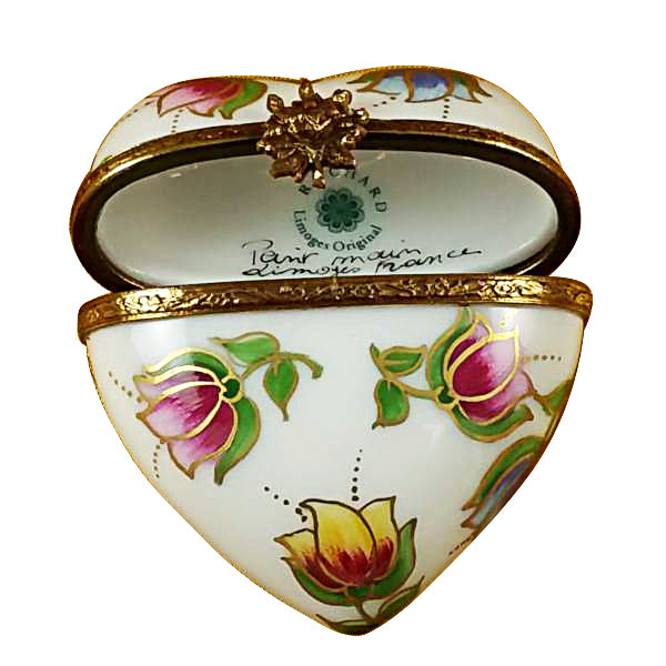 Heart Tulips Limoges Porcelain Box