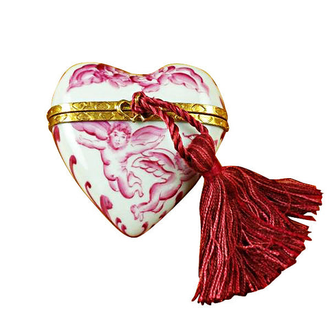 Heart - Pink Angel with Tassel Limoges Box Limoges Porcelain Box