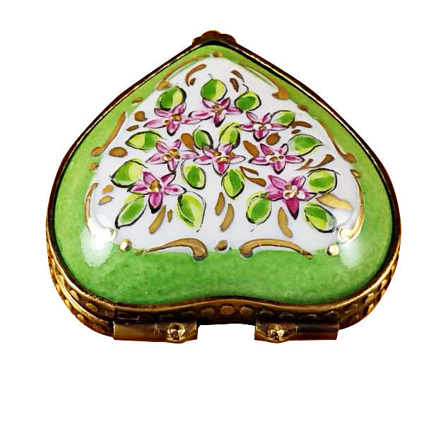 Mini Heart Roses on Green Base Limoges Porcelain Box