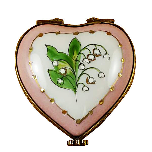 Mini Heart Lily of the Valley Limoges Porcelain Box