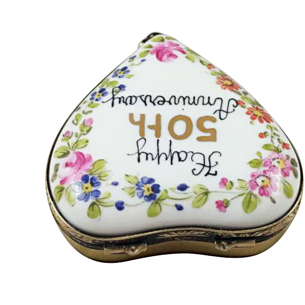 50th Anniversary Heart Limoges Porcelain Box