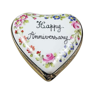 Happy Anniversary Heart Limoges Porcelain Box