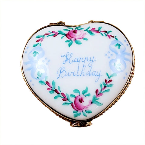 Happy Birthday Heart Limoges Porcelain Box