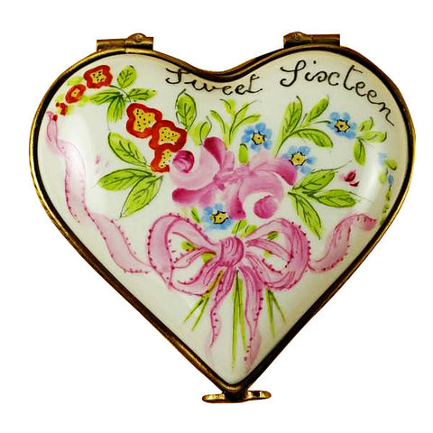 Sweet Sixteen Heart Limoges Porcelain Box