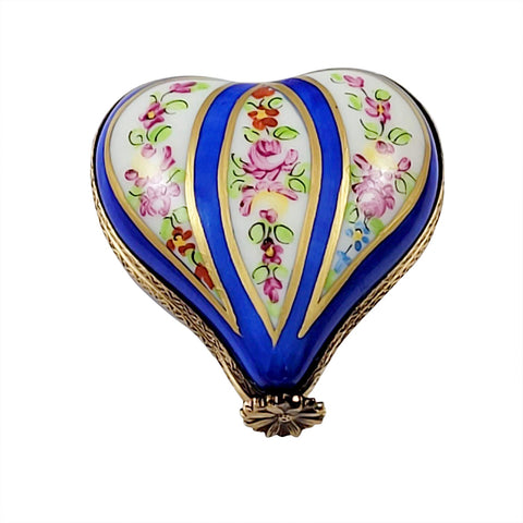 Blue Striped Heart Limoges Porcelain Box