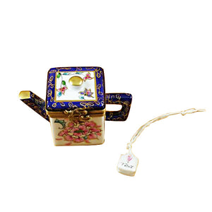 Square Teapot with Blue Spout & Handle Limoges Porcelain Box