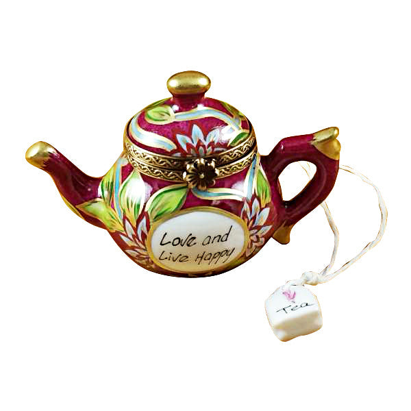 Teapot Love & Live Happy Limoges Porcelain Box