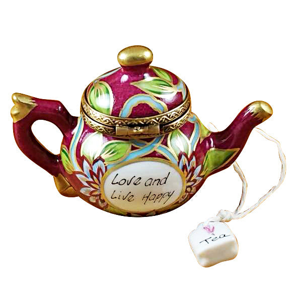 Teapot Love & Live Happy Limoges Porcelain Box