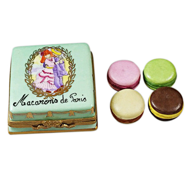 Square Box with Macarons de Paris Limoges Porcelain Box