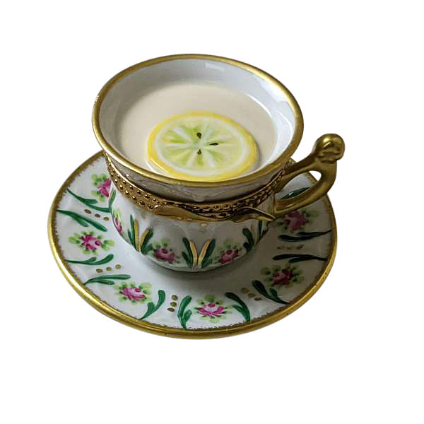 Cup of Tea Lemon Limoges Porcelain Box
