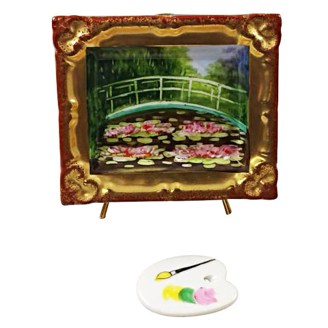 Framed Monet Japanese Footbridge with Removable Pallette Limoges Porcelain Box