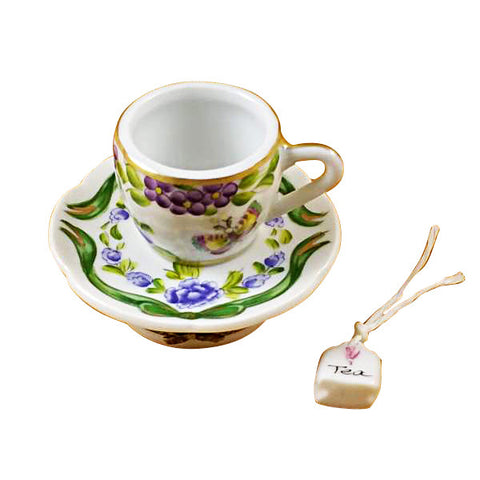 Cup & Saucer - Butterfly Limoges Box Limoges Porcelain Box