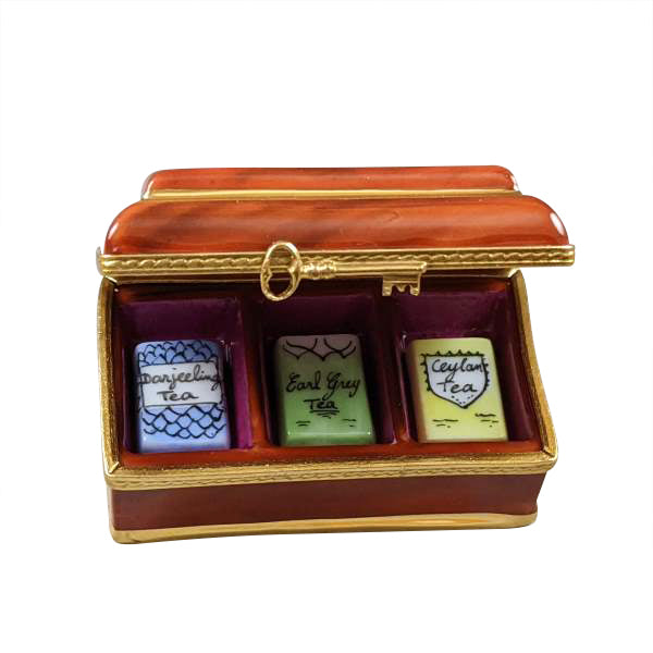 Tea Box with 3 Removable Tea Bags Limoges Porcelain Box