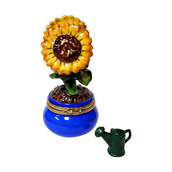 Sunflowers in a Pot with Removable Watering Can Limoges Porcelain Box