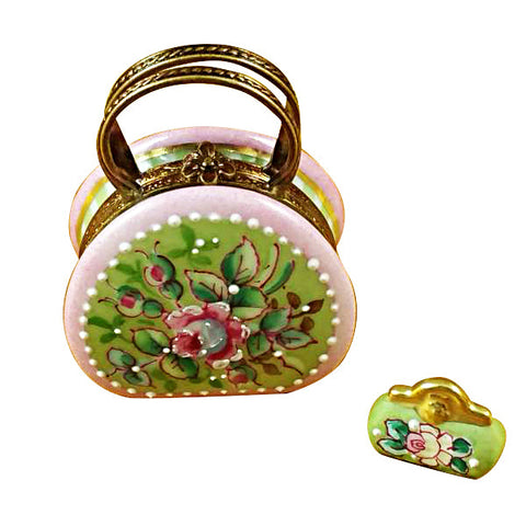 Round Purse with Coin Wallet Victoria Limoges Porcelain Box