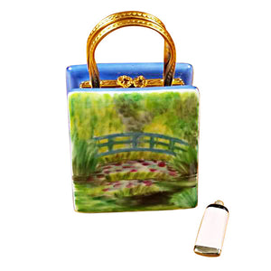 Monet Bag with Bridge and Water Lily with Removable Paint Tube Limoges Porcelain Box