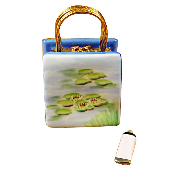 Monet Bag with Bridge and Water Lily with Removable Paint Tube Limoges Porcelain Box