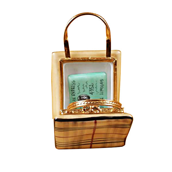 Designer Shopping Bag with Credit Card Limoges Porcelain Box
