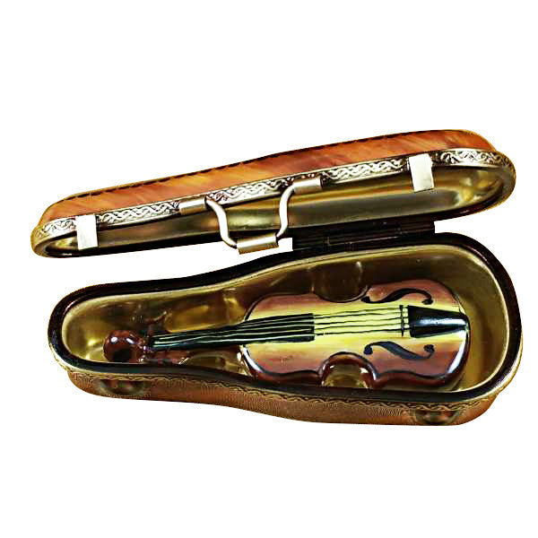 Maplewood Violin Case with Violin Limoges Porcelain Box