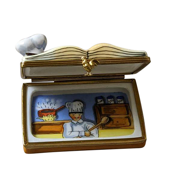 Cookbook with Chef Hat Limoges Porcelain Box