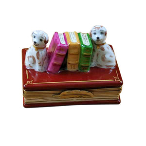 Dog Bookends Limoges Porcelain Box