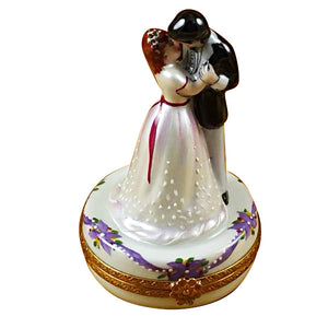 Dancing Bride and Groom Limoges Porcelain Box