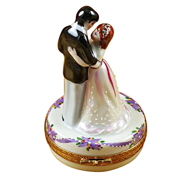 Dancing Bride and Groom Limoges Porcelain Box