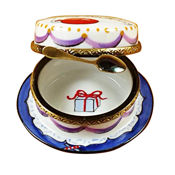 Happy Birthday Cake Vanilla Limoges Porcelain Box