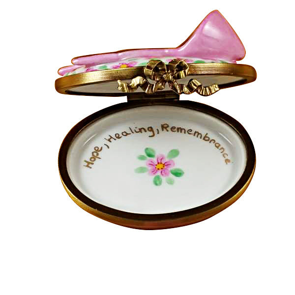 Pink Breast Cancer Ribbon Limoges Porcelain Box