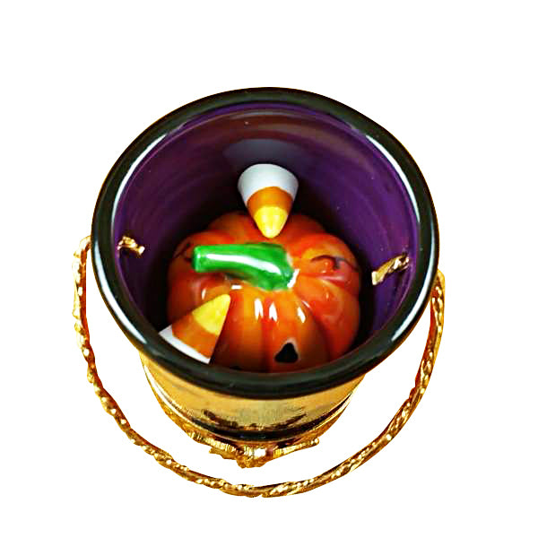 Halloween Pail with Pumpkin Limoges Porcelain Box