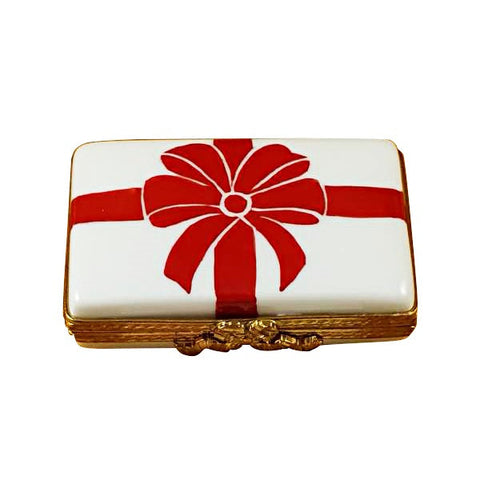 Gift Box with Red Bow Limoges Porcelain Box