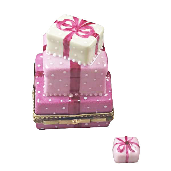 Pink Birthday Cake with Present Limoges Porcelain Box