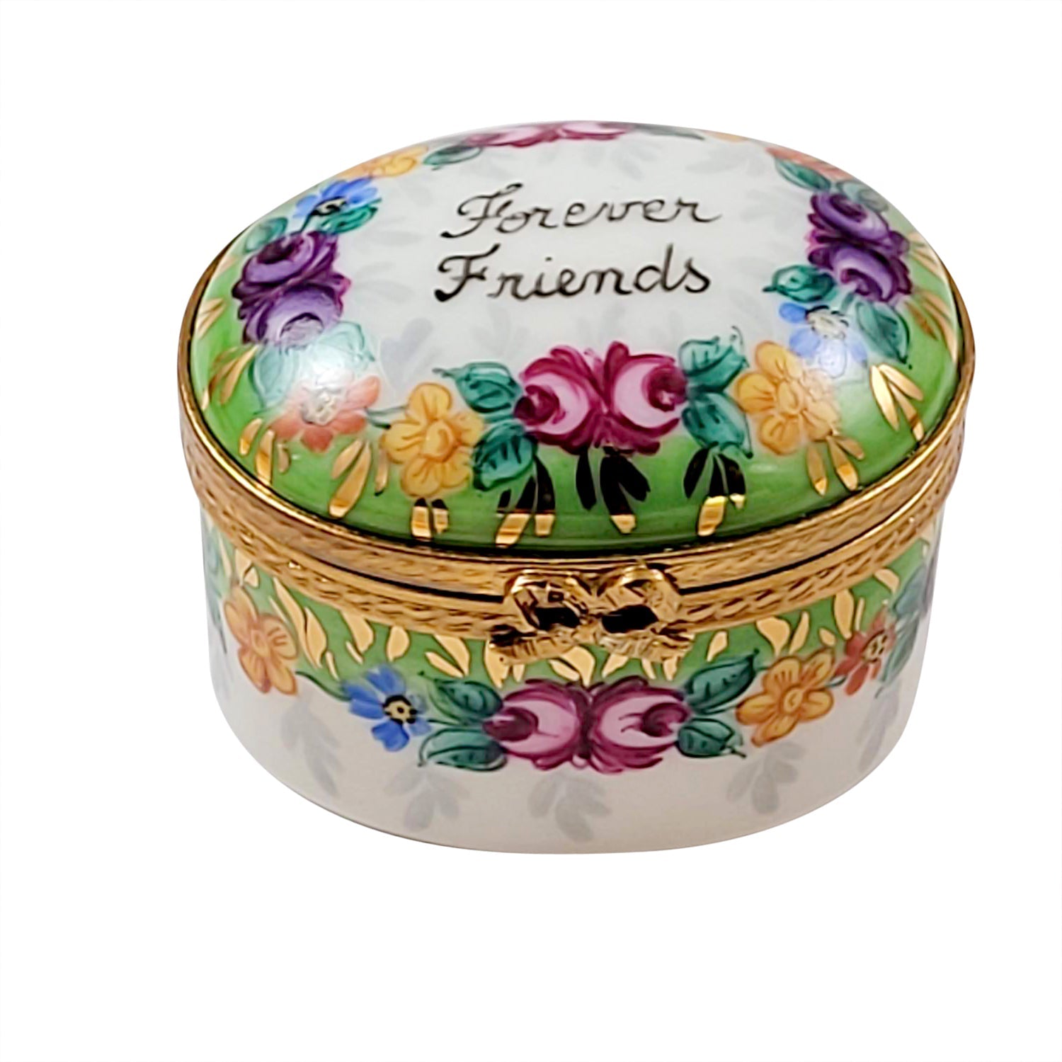Forever Friends with Flowers Limoges Porcelain Box