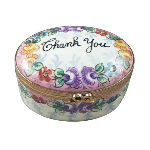 Thank You Oval Limoges Porcelain Box