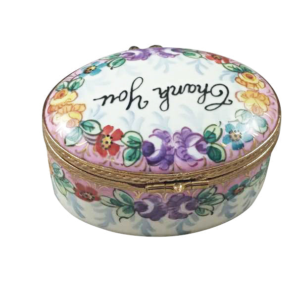 Thank You Oval Limoges Porcelain Box