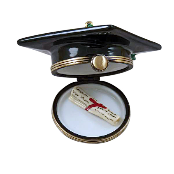 Black Graduation Cap With Diploma Limoges Porcelain Box