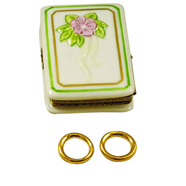Wedding Book With 2 Removable Gold Rings Limoges Porcelain Box
