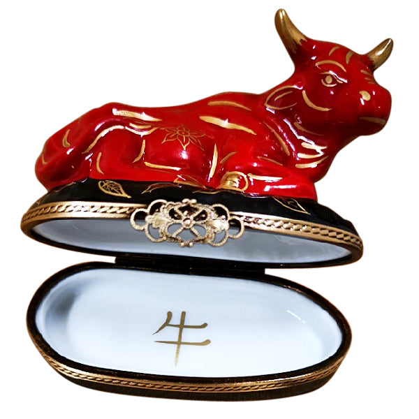 2021 Year of the Ox with Removable Filigree Coin Limoges Porcelain Box