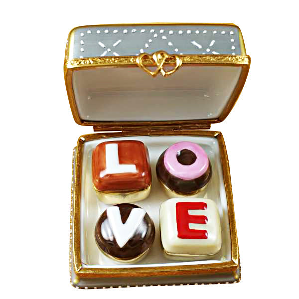 Square Box with Love Truffles Limoges Porcelain Box