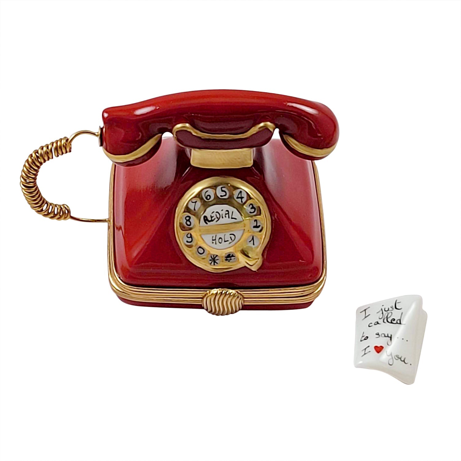 Red Telephone with Letter Limoges Porcelain Box