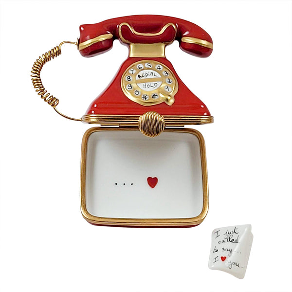 Red Telephone with Letter Limoges Porcelain Box
