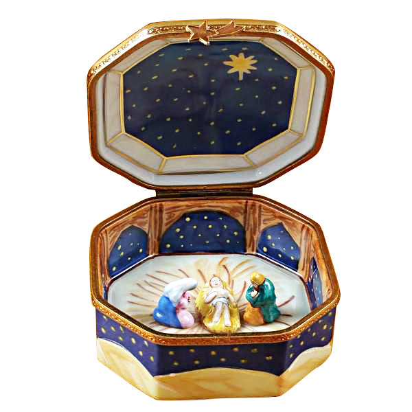 Nativity Octagon Limoges Porcelain Box