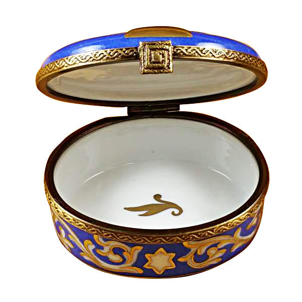 Menorah Blue Limoges Porcelain Box