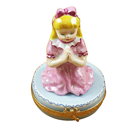 Blond Girl Praying Limoges Porcelain Box