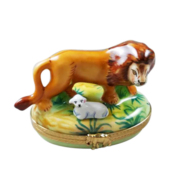 Lion and a Lamb Limoges Porcelain Box